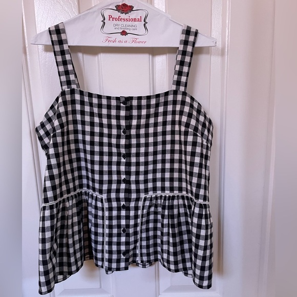 Sezane Laurette Top Black and White Vichy Print 10/42 - Picture 3 of 10